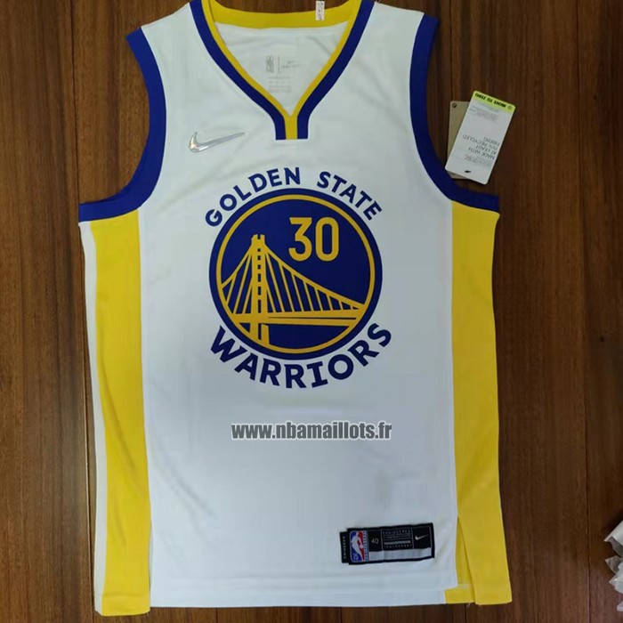 Maillot Golden State Warriors Stephen Curry NO 30 Association 2022 NBA Finals Blanc